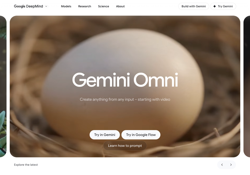 Google’s Gemini Omni model page