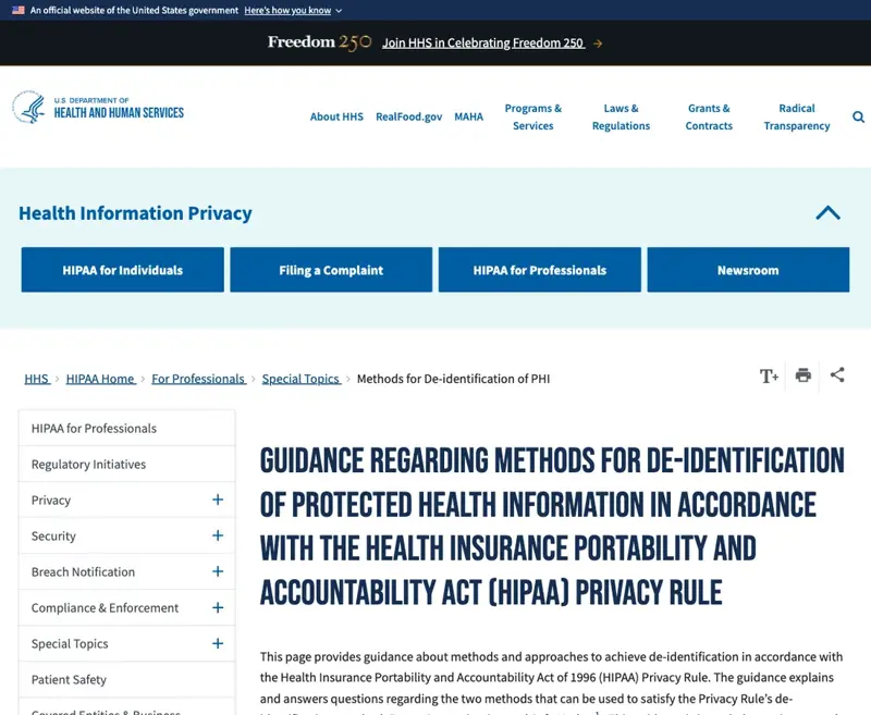 HHS defines the de-identification standard that makes AI use safe