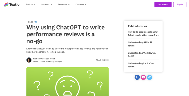 Textio’s blog post arguing that using ChatGPT to write performance reviews is a no-go