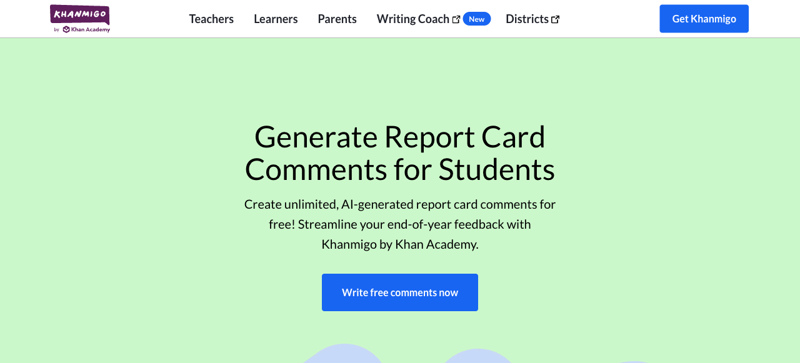 Khanmigo Free Report Card Comments Generator