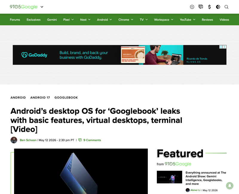 9to5Google’s coverage of the leaked Android desktop OS