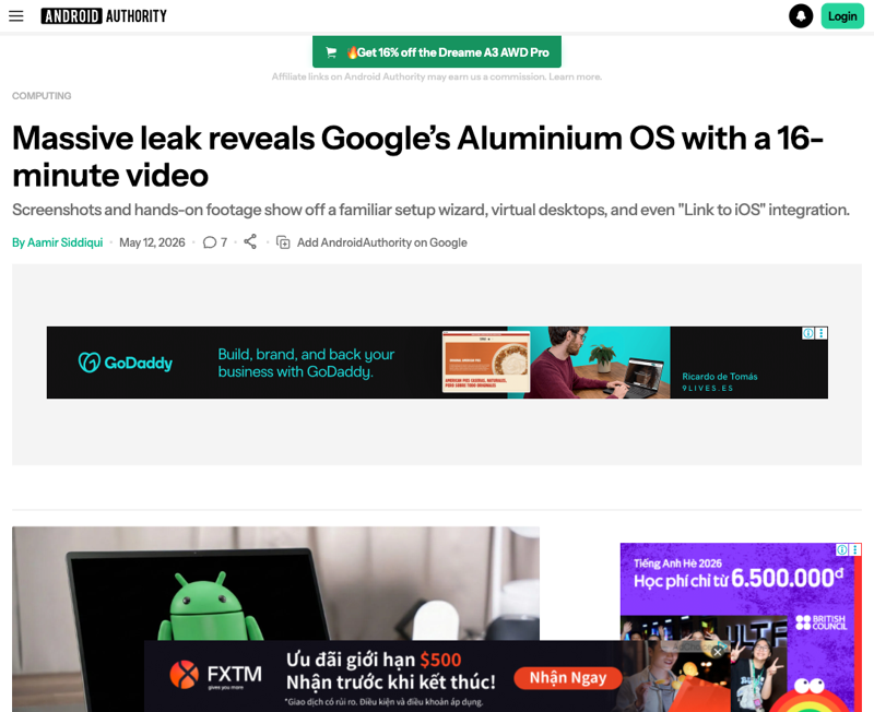 Android Authority’s coverage of the May 13 Aluminium OS leak