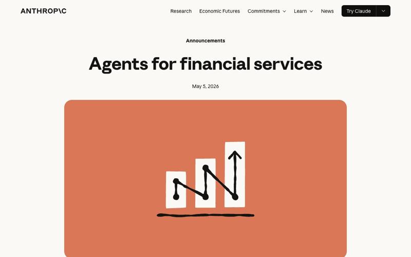 Anthropic launch page: Agents for financial services