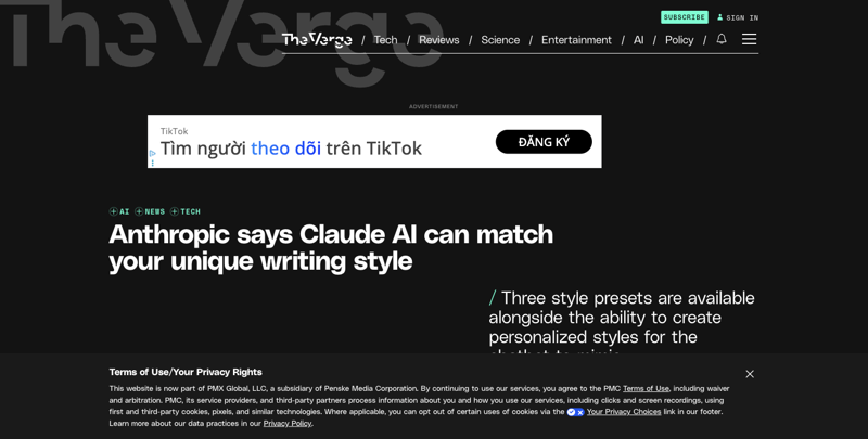 The Verge’s coverage of Claude’s Custom Styles, a comparable style-personalization feature
