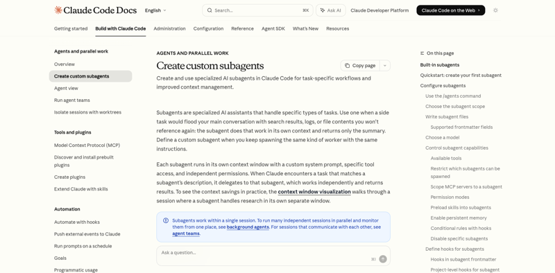 Anthropic’s official sub-agents documentation page