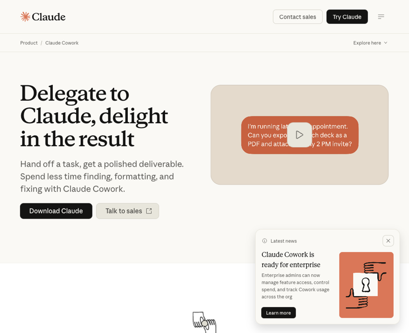 Anthropic’s Cowork product page on claude.com