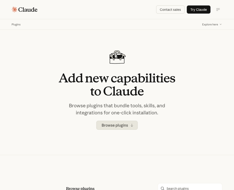 Anthropic’s official plugins page on claude.com