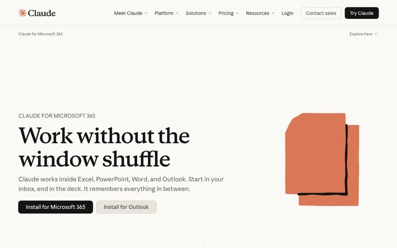 Anthropic’s Claude for Microsoft 365 product page