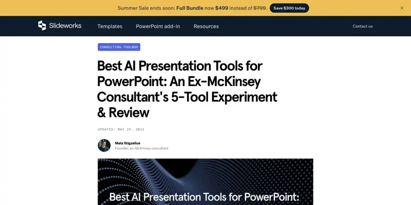 The Slideworks ex-McKinsey consultant review that tested five AI presentation tools against a real consulting bar