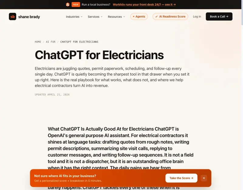 Shane Brady’s ChatGPT for Electricians playbook
