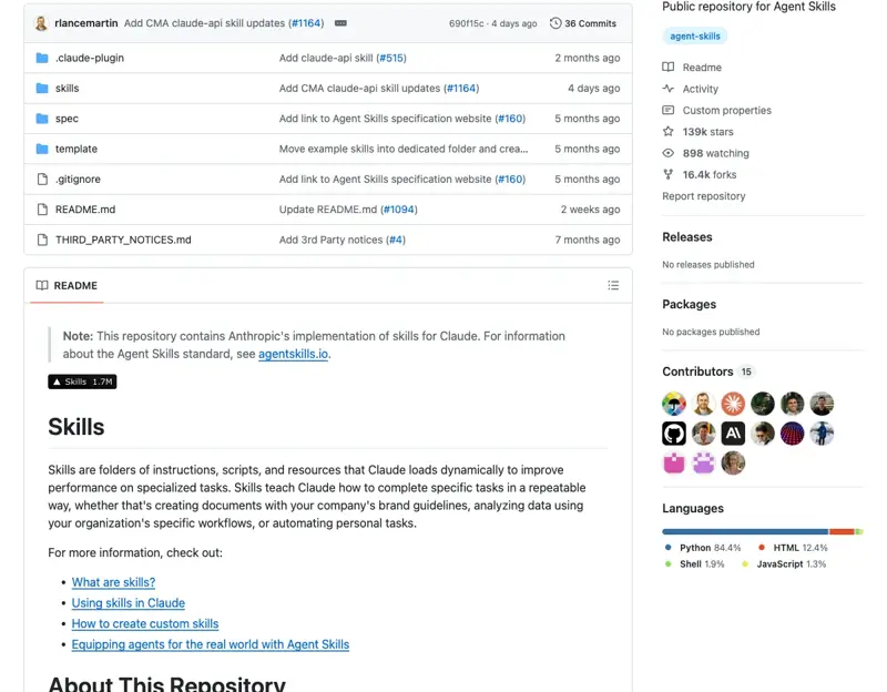 anthropics/skills — Anthropic’s general public Agent Skills repo, the reference spec that claude-for-legal implements