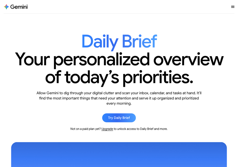 Google’s Gemini Daily Brief overview page