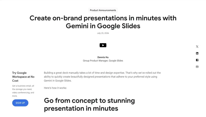 Google’s announcement of on-brand presentations in Slides