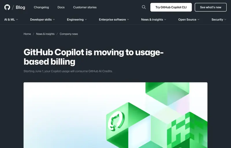 GitHub’s own announcement of the usage-based billing change