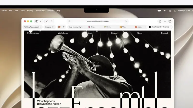 Safari in iOS 27 and macOS 27 automatically grouping open tabs into topics like Writing Resources, Puzzles, and Jazz Community