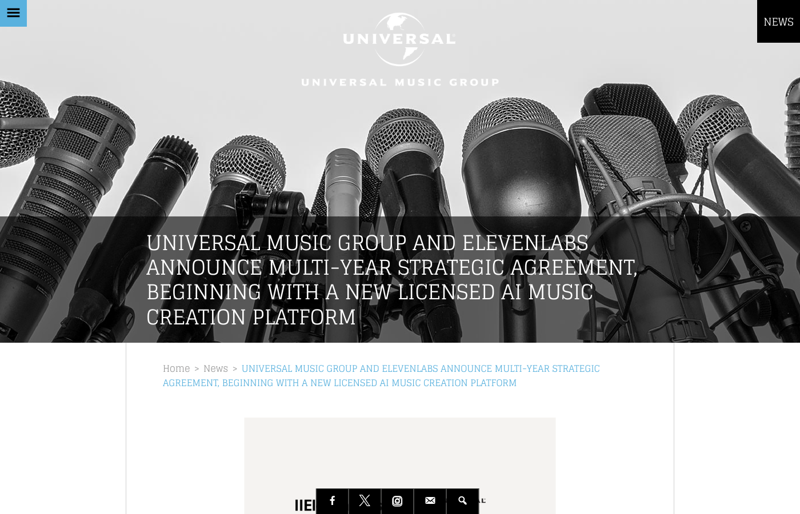 UMG’s official press release announcing the multi-year strategic agreement with ElevenLabs