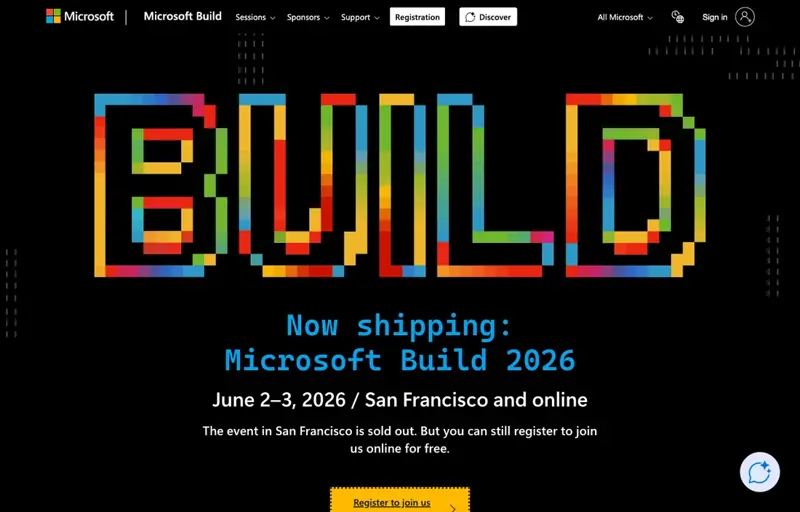 The Microsoft Build 2026 event page, where Microsoft posted the keynote and session recaps