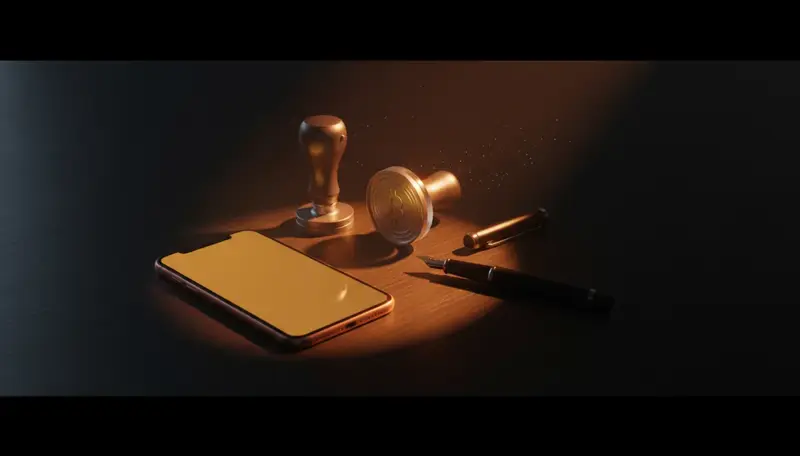 A notary’s phone, stamp, and pen — the routine messages around every signing, ready as templates
