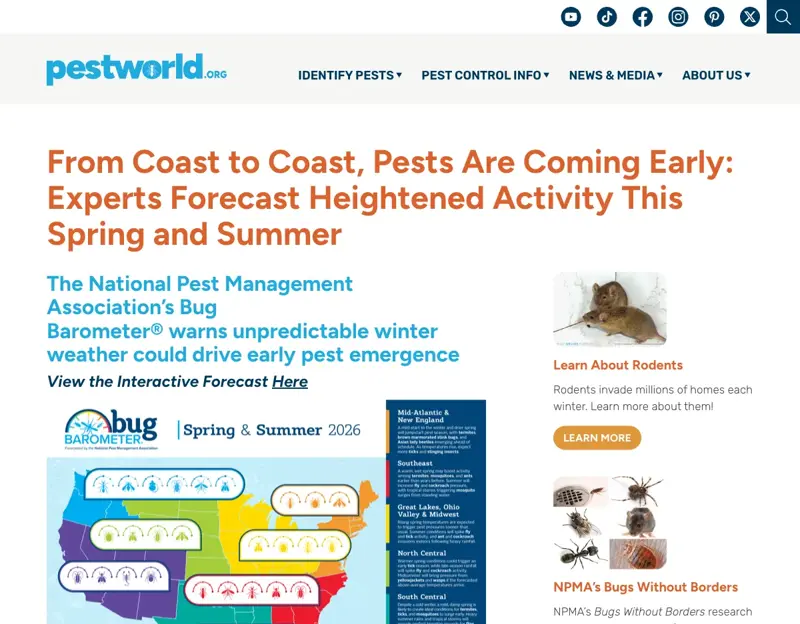NPMA press release: From Coast to Coast, Pests Are Coming Early