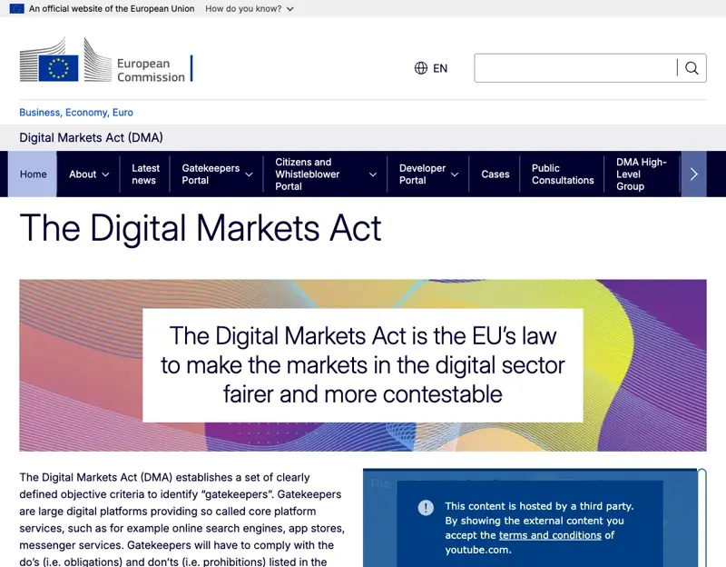 The European Commission’s Digital Markets Act page