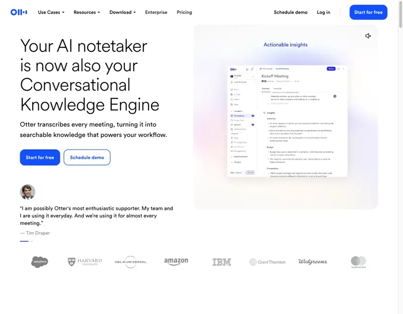 Otter’s free plan transcribes up to 300 minutes of calls per month