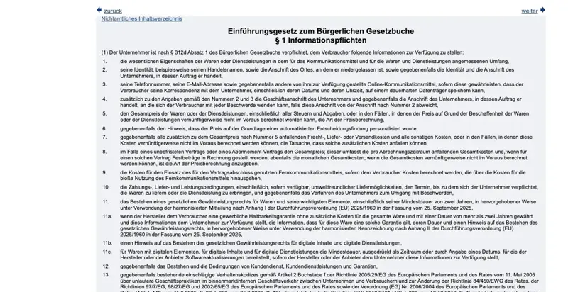 Wortlaut von Art. 246a § 1 EGBGB mit Nummer 6: gegebenenfalls den Hinweis, dass der Preis auf der Grundlage einer automatisierten Entscheidungsfindung personalisiert wurde