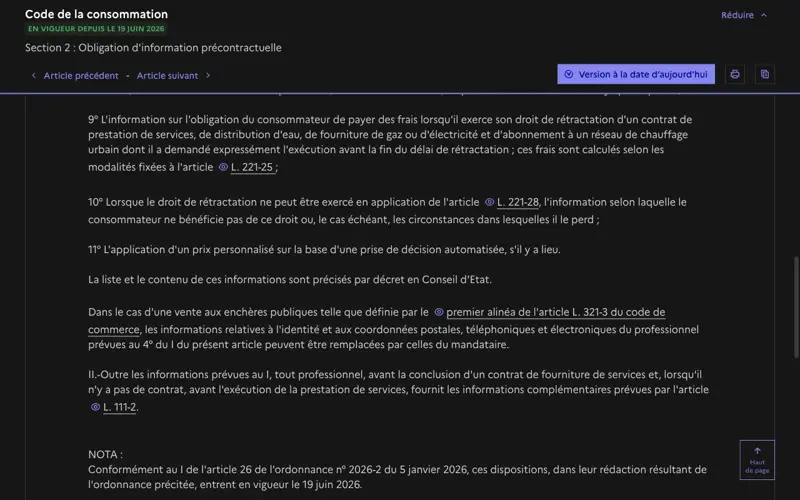 Article L221-5 du Code de la consommation sur Légifrance, avec le point 11° : l’application d’un prix personnalisé sur la base d’une prise de décision automatisée, s’il y a lieu