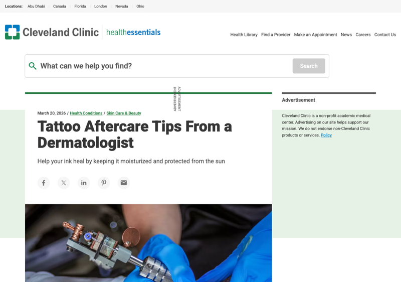 Reputable dermatologist-reviewed tattoo aftercare guidance to base your sheet on