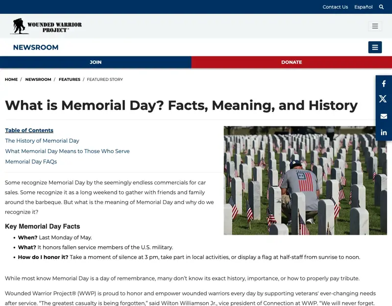 Wounded Warrior Project’s Memorial Day guidance: “Have a meaningful Memorial Day” — not “Happy”
